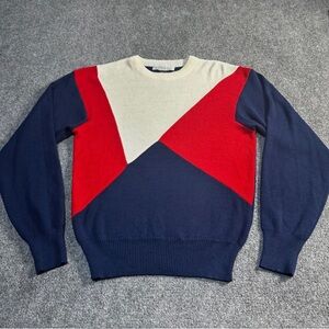 Vintage White Stag Actionsports Red White & Blue Colorblock Sweater Size Large